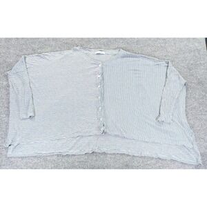 ELM by Matthildur Blue White Striped Linen Cardigan Top Oversized Boxy Large
